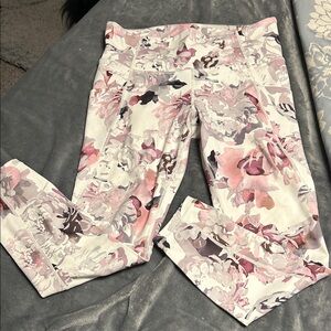 Athleta Pink and Gray Floral Leggings